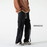 Cotton Cargo Pants Men Fashion Retro Pocket Casual Pants Men Japanese Streetwear Hip-hop Loose Straight Pants Mens Trousers aidase-shop
