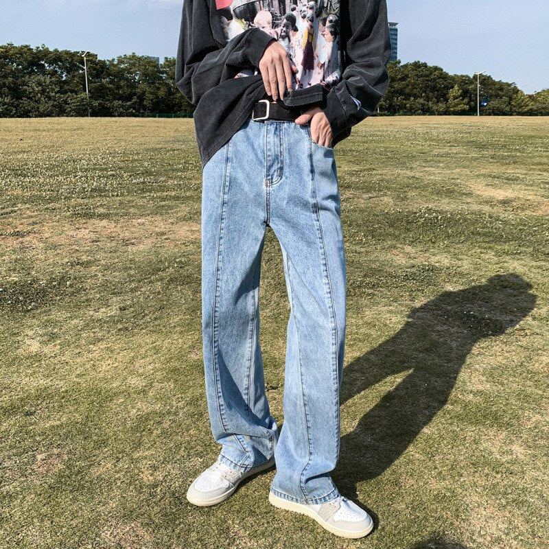Autumn Blue/Black Baggy Jeans Men's Fashion Casual Straight Jeans Men Streetwear Hip Hop Loose Denim Pants Mens Trousers S-2XL aidase-shop