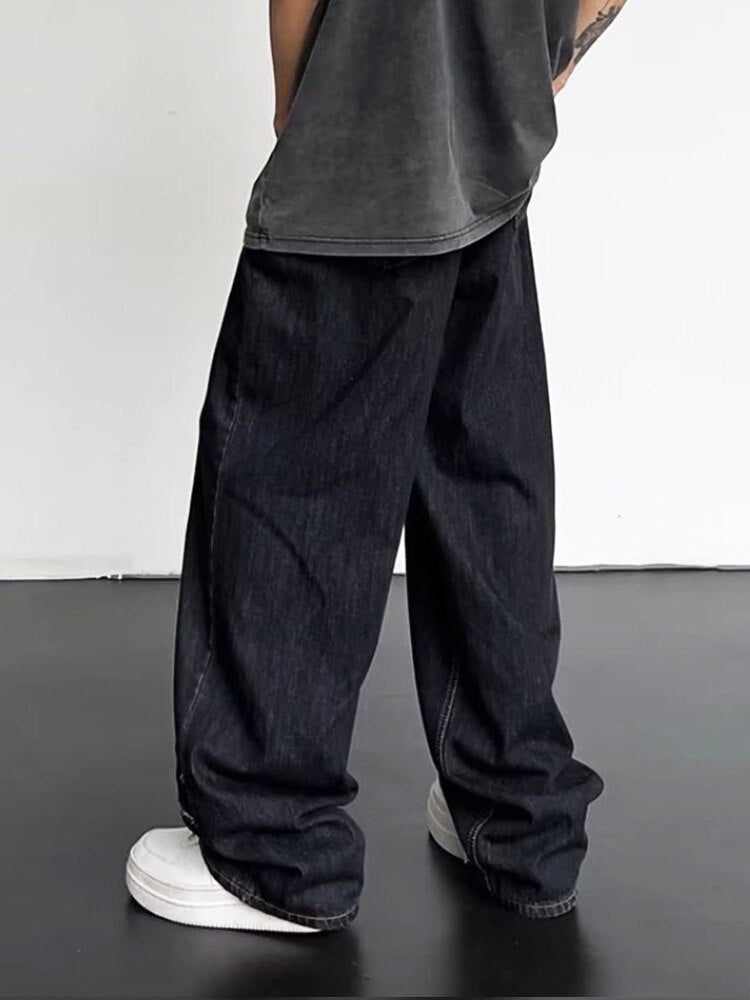 Hip Hop Distressed Jeans Pants Men Ripped Patchwork Denim Trousers Male Oversize Loose Casual Japanese Streetwear 5XL aidase-shop