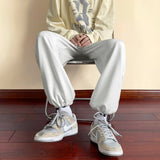 Black Grey White Casual Pants Men Fashion Drawstring Sweatpants Men Streetwear Korean Loose Straight Pants Mens Joggers Trousers aidase-shop