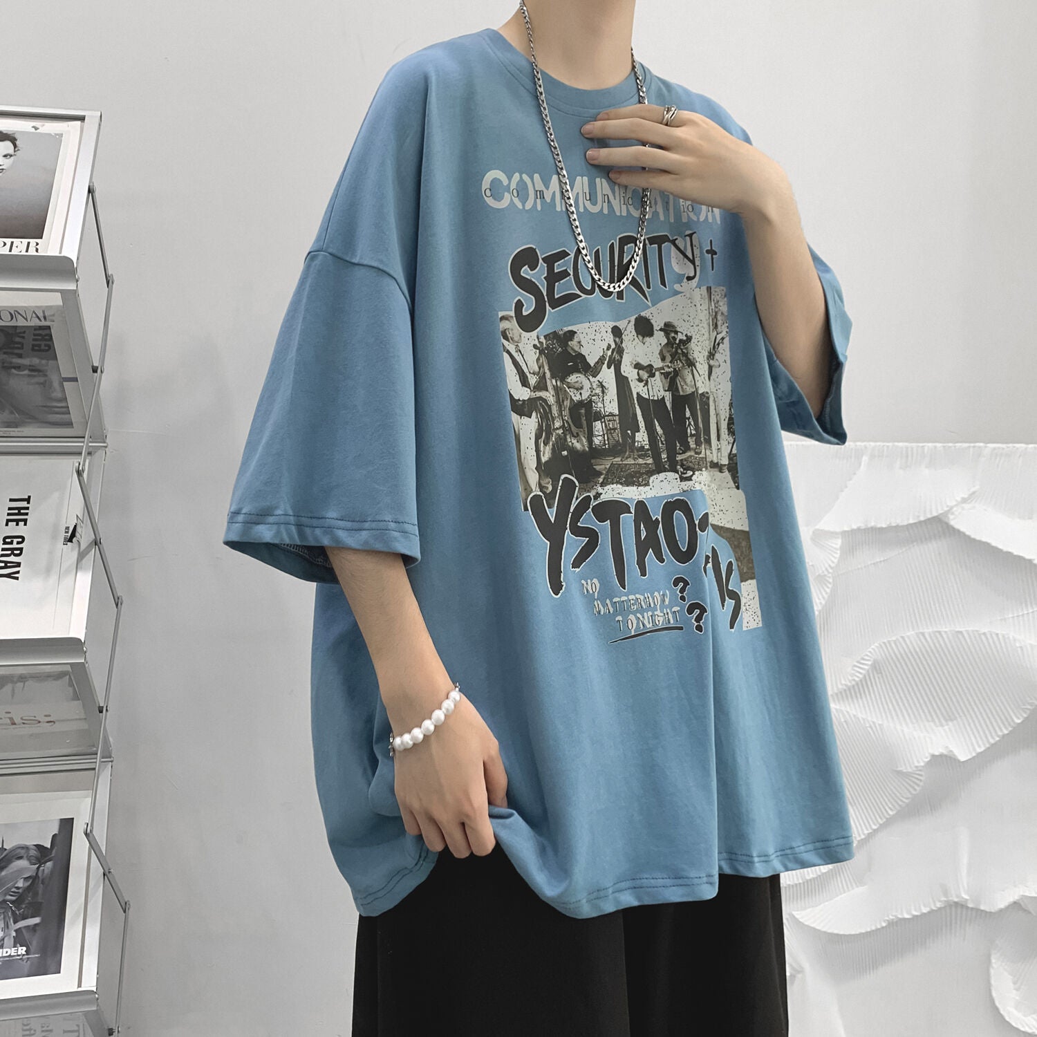 Summer New American Printed T-shirt Short Sleeve Men Baggy Oversized Cotton Tops Round Neck Trends Fitness Tees aidase-shop