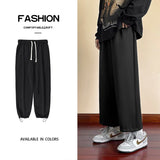 Black Grey White Casual Pants Men Fashion Drawstring Sweatpants Men Streetwear Korean Loose Straight Pants Mens Joggers Trousers