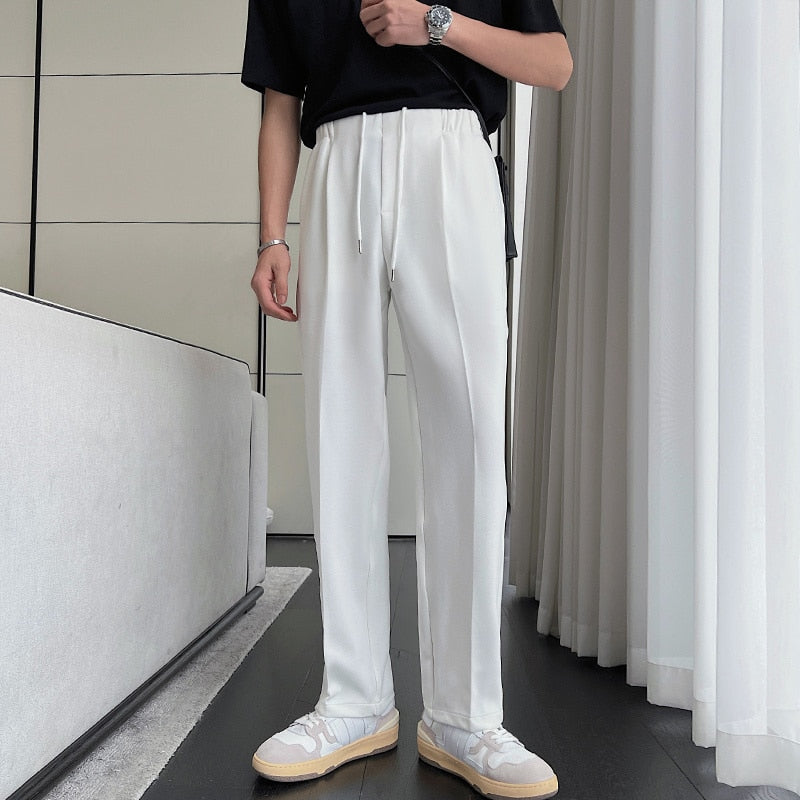 Spring New Black Khaki White Pants Men Fashion Casual Straight Pants Men Korean Loose Suit Pants Mens Formal Trousers S-2XL aidase-shop