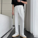 Spring New Black Khaki White Pants Men Fashion Casual Straight Pants Men Korean Loose Suit Pants Mens Formal Trousers S-2XL