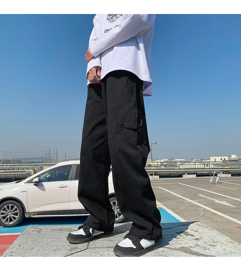 M-5XL Cargo Pants Men Fashion 3 Colors Casual Wide Leg Pants Men Streetwear Loose Hip Hop Pocket Straight Pants Mens Trousers aidase-shop