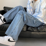 Blue White Black Baggy Jeans Men Fashion Casual Wide Leg Jeans Men Streetwear Loose Hip Hop Straight Denim Pants Mens Trousers aidase-shop