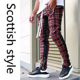Scottish Style Plaid Sweatpants Men Street Fashion Trousers Casual Sports Joggers Pants aidase-shop