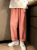 Corduroy Trend Wide Leg Pants Men 2023 Autumn Winter New Preppy Patch Design Korean Casual Sports Pants Loose Straight Trousers aidase-shop