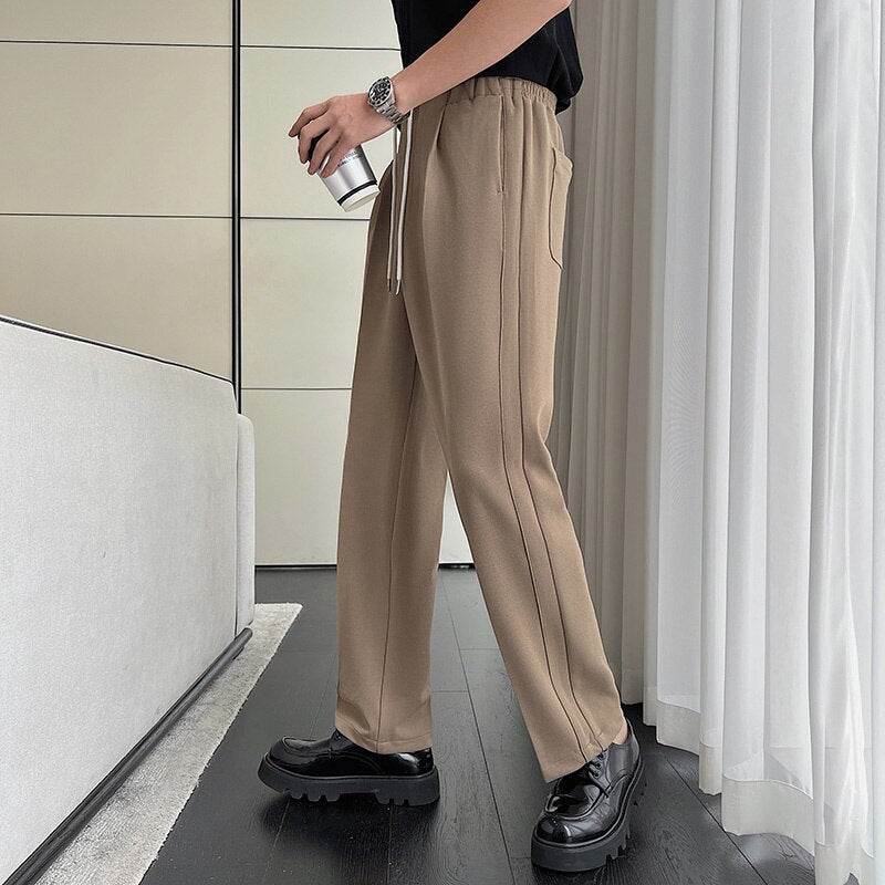 Spring New Black Khaki White Pants Men Fashion Casual Straight Pants Men Korean Loose Suit Pants Mens Formal Trousers S-2XL aidase-shop