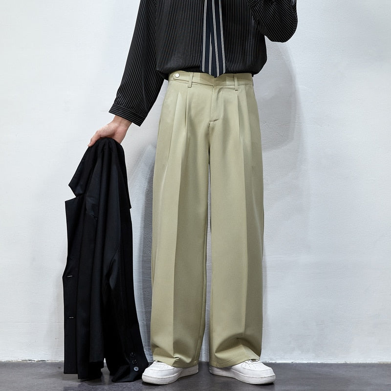 Men's Solid Color Wide Leg Casual Suit Pants  Fashion Streetwear Ins Men Trousers Harajuku Loose Unisex Pants aidase-shop