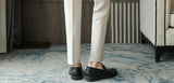 Aidase   2022 Brand Clothing Men Spring Stylecasual Nine Cent Trousers/Male Slim Fit High-Grade Pure Cotton Stripe Suit Pants Black Beige aidase-shop