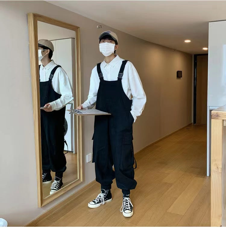 Aidase  2022 Japanese Retro Suspenders Loose Work Cargo Casual Pants Streetwear Loose Overalls Fashion Trousers Romper Jumpsuit S-2XL aidase-shop