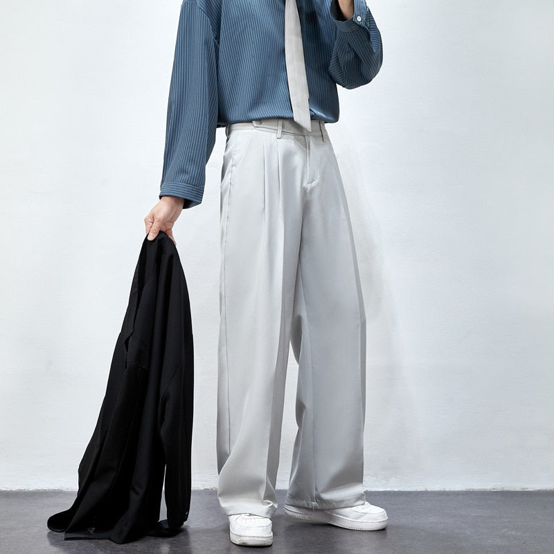 Men's Solid Color Wide Leg Casual Suit Pants  Fashion Streetwear Ins Men Trousers Harajuku Loose Unisex Pants aidase-shop