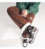 High Street Corduroy Thicken Men's Pants Fashion Design Brand Loose Straight Male Casual Warm Trousers Streetwear Pants aidase-shop