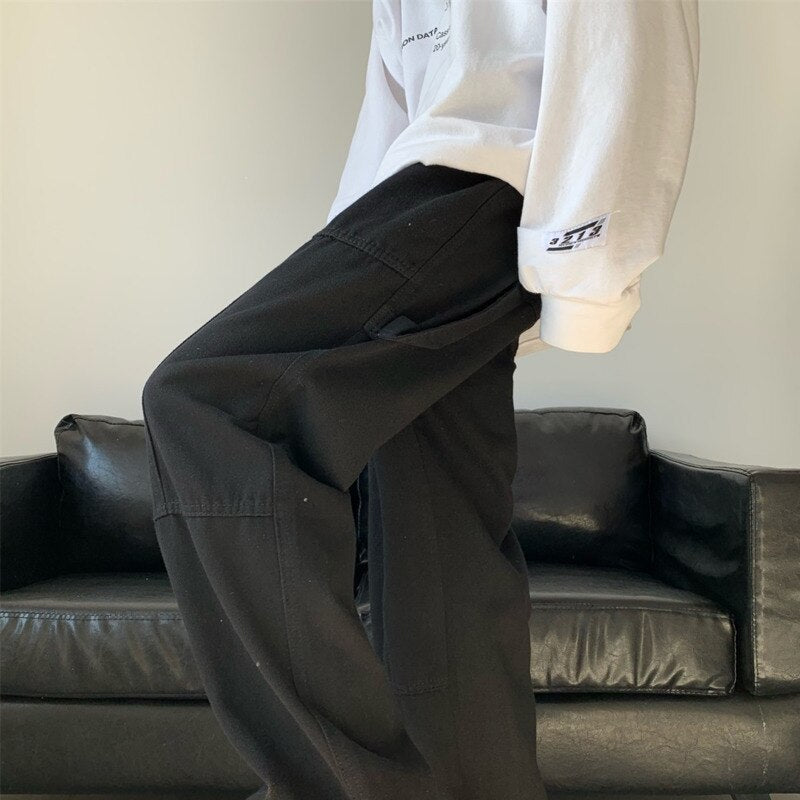 Blue White Black Baggy Jeans Men Fashion Casual Wide Leg Jeans Men Streetwear Loose Hip Hop Straight Denim Pants Mens Trousers aidase-shop