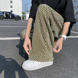 S-5XL Pleated Pants Men Fashion Casual Plaid Pants Men Streetwear Korean Loose Straight Ice Silk Pants Mens Plus Size Trousers aidase-shop