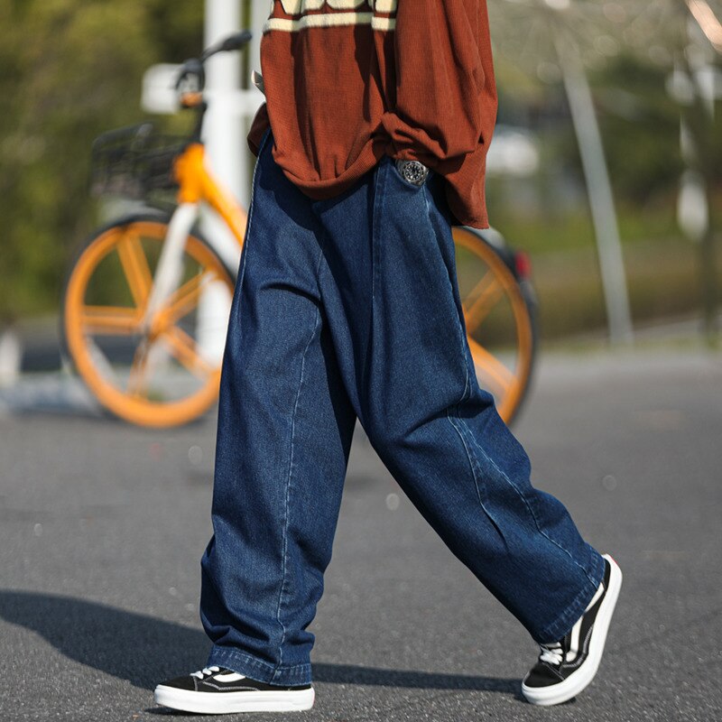 Blue/Black Baggy Jeans Men Fashion Casual Oversized Wide Leg Jeans Men Streetwear Hip Hop Straight Denim Pants Mens Trousers aidase-shop