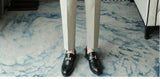 Aidase   2022 Brand Clothing Men Spring Stylecasual Nine Cent Trousers/Male Slim Fit High-Grade Pure Cotton Stripe Suit Pants Black Beige aidase-shop