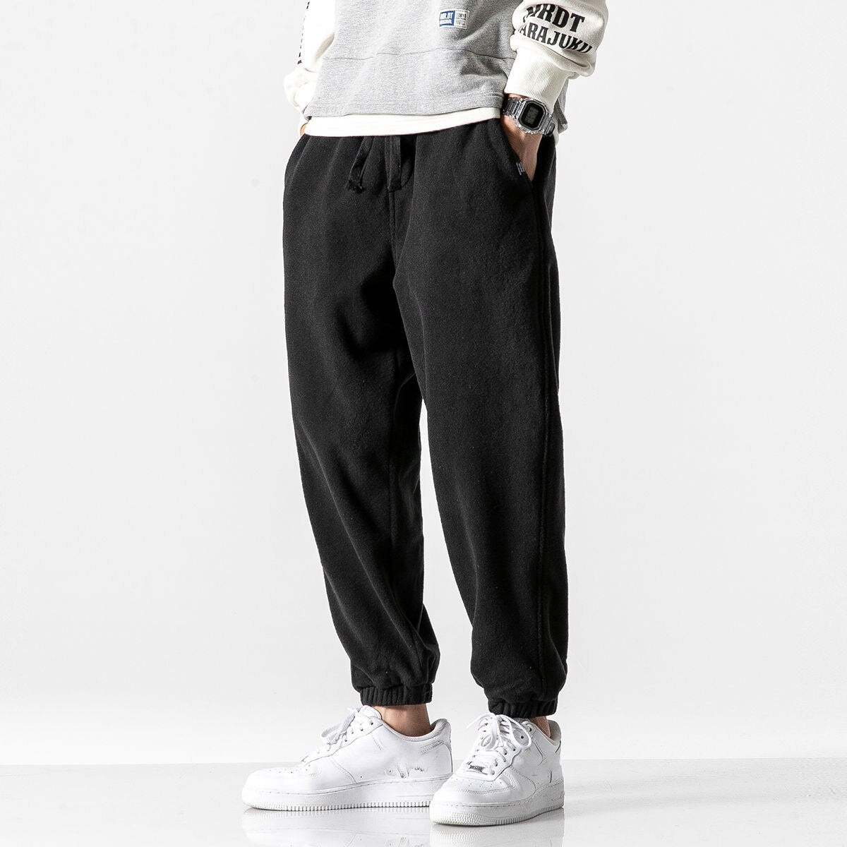 Aidase Winter Harlan Pants Men Fleece Thicken Casual Loose Solid Color Drawstring Korean Men Sweatpants 2021 Fashion Hip Hop Streetwear aidase-shop