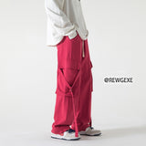 Cotton Cargo Pants Men Fashion Retro Pocket Casual Pants Men Japanese Streetwear Hip-hop Loose Straight Pants Mens Trousers aidase-shop