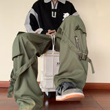 Green Cargo Pants Men Oversize Zipper Black Cargo Trousers Male Streetwear Hip Hop Pocket Loose Casual Workwear 5XL aidase-shop