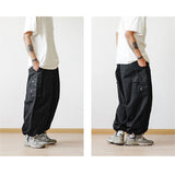 Multi-Pocket Cargo Pants Men's Casual Solid Colour Straight Pants Baggy Wide-leg Cropped Pants Men Ankle-length Pants aidase-shop
