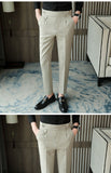 Aidase   2022 Brand Clothing Men Spring Stylecasual Nine Cent Trousers/Male Slim Fit High-Grade Pure Cotton Stripe Suit Pants Black Beige aidase-shop