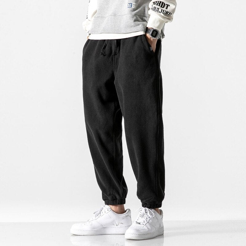 Aidase Winter Harlan Pants Men Fleece Thicken Casual Loose Solid Color Drawstring Korean Men Sweatpants 2021 Fashion Hip Hop Streetwear aidase-shop