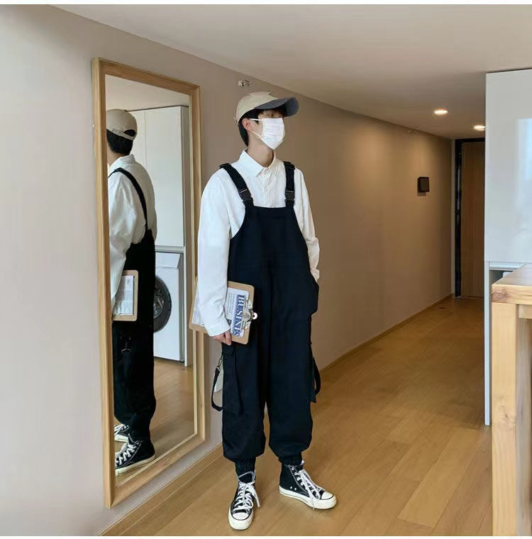 Aidase  2022 Japanese Retro Suspenders Loose Work Cargo Casual Pants Streetwear Loose Overalls Fashion Trousers Romper Jumpsuit S-2XL aidase-shop