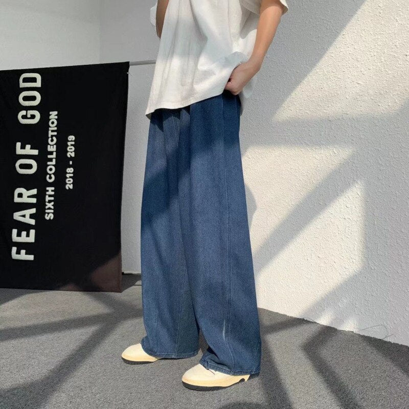 Oversized Jeans Men Fashion Blue Casual Wide Leg Jeans Men Streetwear Loose Hip Hop Straight Denim Pants Mens Trousers M-3XL aidase-shop