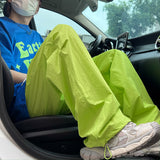 American Trend Y2k Parachute Casual Pants Mens Baggy Solid Color Quick Drying Cargo Pants Waterproof Ice Silk Straight Trousers