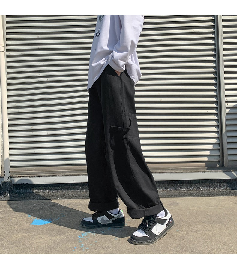 M-5XL Cargo Pants Men Fashion 3 Colors Casual Wide Leg Pants Men Streetwear Loose Hip Hop Pocket Straight Pants Mens Trousers aidase-shop