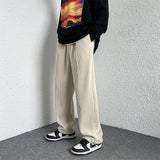 New Corduroy Men's Casual Pants Drawstring Designer Loose Straight Trousers For Man Streetwear Solid Color Male Pant