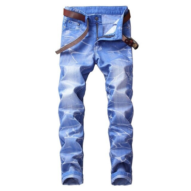 2020 High Quality Men  Casual Jeans Coated Slim Straight Pleated Biker Jeans Pants Male Denim Casual Pants Plus Size 42 aidase-shop