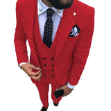 Aidase Mens suits Wave point Three Pieces Men Dress Suits Casual Commuter office business suits For Wedding(Blazer+Vest+Pants) aidase-shop