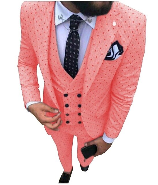 Aidase Mens suits Wave point Three Pieces Men Dress Suits Casual Commuter office business suits For Wedding(Blazer+Vest+Pants) aidase-shop