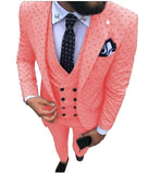 Aidase Mens suits Wave point Three Pieces Men Dress Suits Casual Commuter office business suits For Wedding(Blazer+Vest+Pants) aidase-shop
