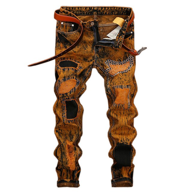 Aidase High Quality Men Casual Ripped Jeans Washed Straight Slim Pleated Motorcycle Biker Jeans Pants Male Denim Trousers Plus Size 42 aidase-shop