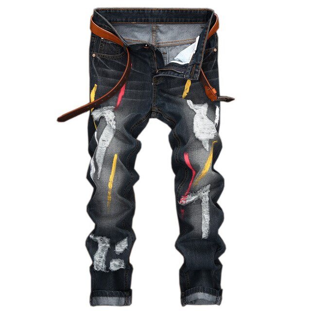Aidase High Quality Men Casual Ripped Jeans Washed Straight Slim Pleated Motorcycle Biker Jeans Pants Male Denim Trousers Plus Size 42 aidase-shop