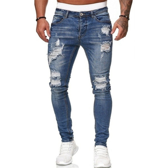 Men Pencil Jeans  Solid Color Straight Classic Denim Trousers Casual Daily For Office Parties Male Slim Fit Cowboy Pants aidase-shop