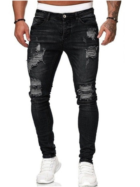 Men Pencil Jeans  Solid Color Straight Classic Denim Trousers Casual Daily For Office Parties Male Slim Fit Cowboy Pants aidase-shop