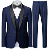 Aidase Men Mariage Color Block Collar Suits Jacket Trousers Waistcoat Male Business Casual Wedding Blazers Coat Vest Pants 3 Pieces Set aidase-shop