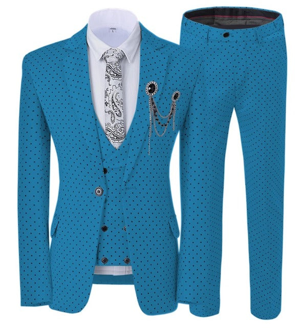 Aidase Mens suits Wave point Three Pieces Men Dress Suits Casual Commuter office business suits For Wedding(Blazer+Vest+Pants) aidase-shop