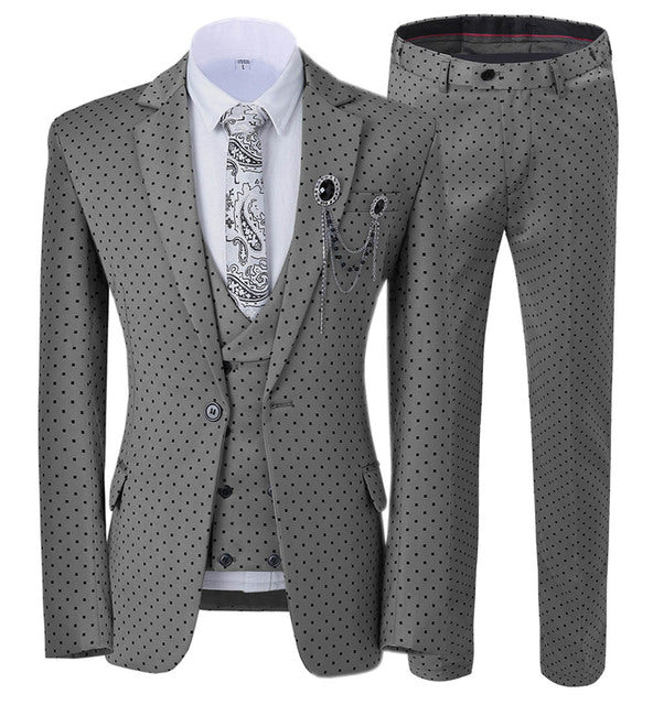 Aidase Mens suits Wave point Three Pieces Men Dress Suits Casual Commuter office business suits For Wedding(Blazer+Vest+Pants) aidase-shop