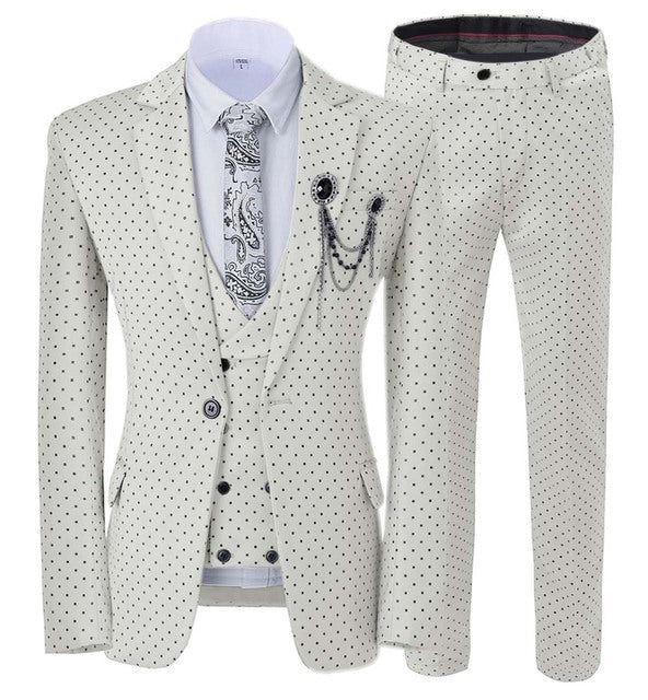Aidase Mens suits Wave point Three Pieces Men Dress Suits Casual Commuter office business suits For Wedding(Blazer+Vest+Pants) aidase-shop
