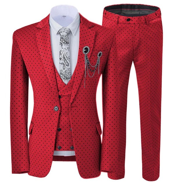 Aidase Mens suits Wave point Three Pieces Men Dress Suits Casual Commuter office business suits For Wedding(Blazer+Vest+Pants) aidase-shop