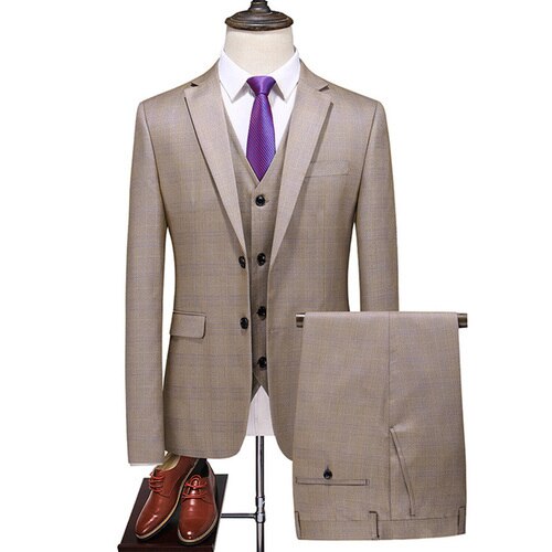 Aidase Size 6XL ( Jacket + Vest + Pants ) New Fashion Boutique Plaid Casual Business Men's Suit Groom Wedding Dress Performance Tuxedo aidase-shop