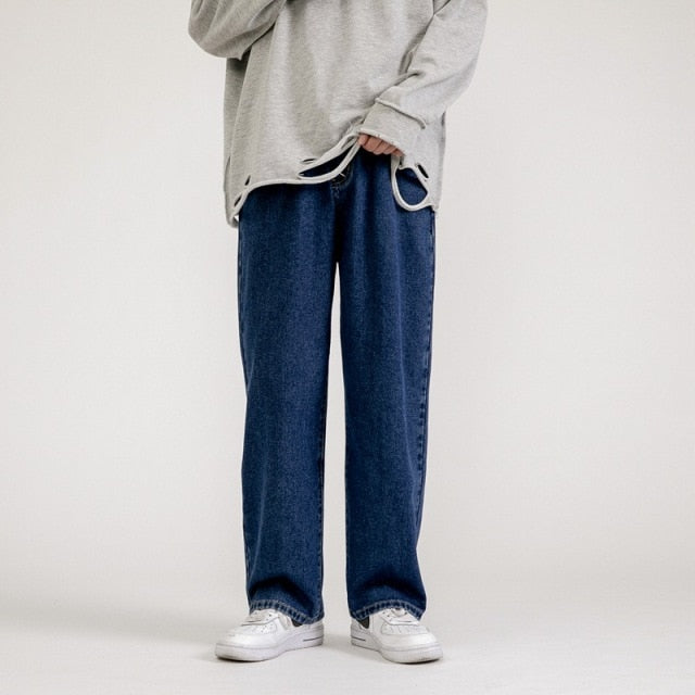 Men's Jeans Fashion Loose Straight New Casual Wide Leg Pants Cowboy Mans Streetwear Korean Hip Hop Trousers 5 Colors aidase-shop