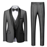 Aidase Men Mariage Color Block Collar Suits Jacket Trousers Waistcoat Male Business Casual Wedding Blazers Coat Vest Pants 3 Pieces Set aidase-shop