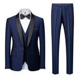 Aidase Men Mariage Color Block Collar Suits Jacket Trousers Waistcoat Male Business Casual Wedding Blazers Coat Vest Pants 3 Pieces Set aidase-shop